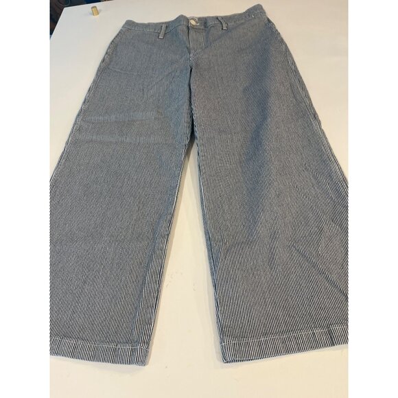 Vintage Hickory Stripe Carpenter Pants Relaxed Fit Blue & White Cotton Mens Size - Picture 1 of 6